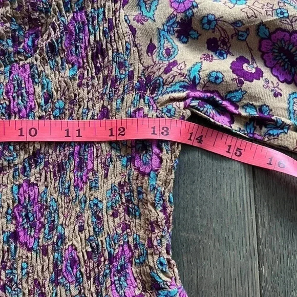Anthropologie Raga Faye Off-The-Shoulder Dress Size XS Smocked Purple Cottage - Picture 7 of 8